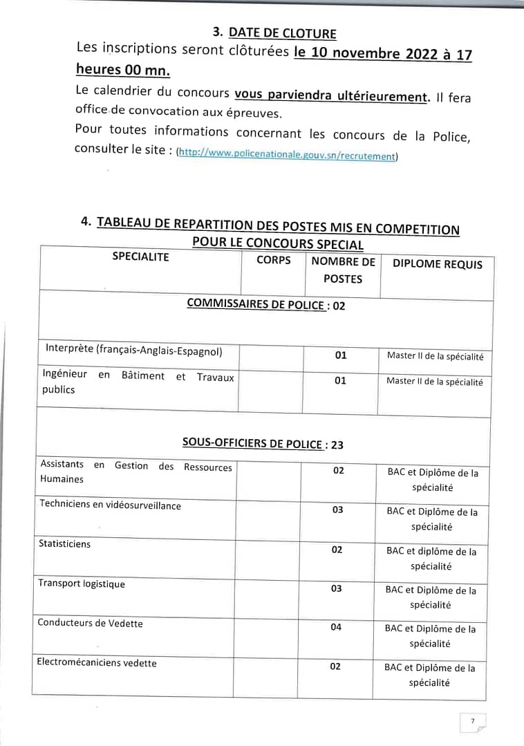 COMMUNIQUE PORANT OUVERTURE CONCOURS AU TITRE DE LANNEE 2023 07