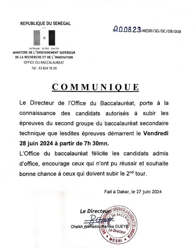 🇸🇳 Début des épreuves du second groupe du baccalauréat technique au Sénégal 2 449263185 884260450410425 2643237547643053627 n