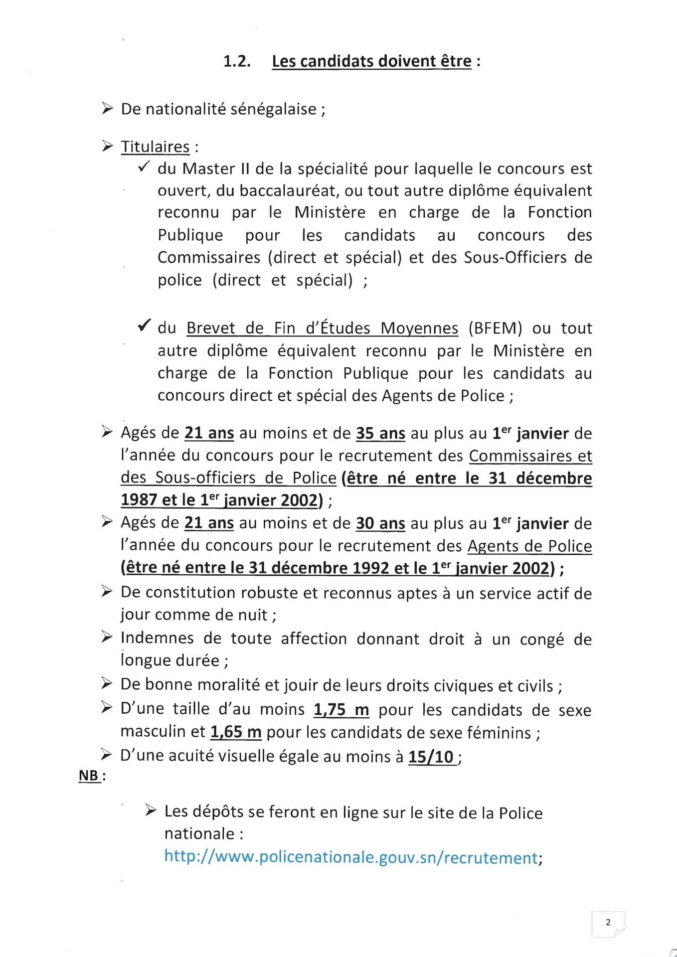 🇸🇳 Démarrage des inscriptions en ligne au concours police 2023 ce lundi 10 octobre à 10H 00 3 COMMUNIQUE PORANT OUVERTURE CONCOURS AU TITRE DE LANNEE 2023 02 1