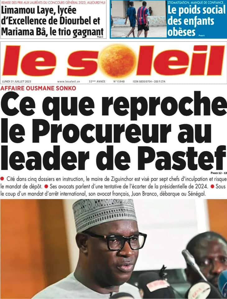 🇸🇳 Les gros titres du jour au Sénégal : Lundi 31 Juillet 2023 3 FB IMG 1690782169332