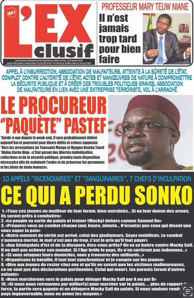 🇸🇳 Les gros titres du jour au Sénégal : Lundi 31 Juillet 2023 29 FB IMG 1690782212668