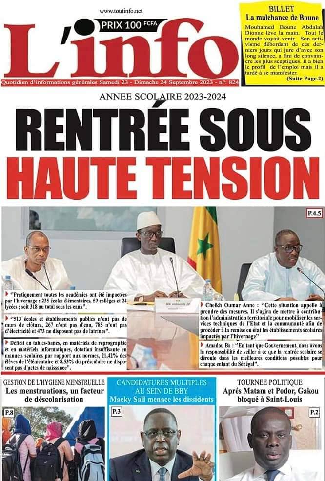 🇸🇳 Les gros titres du jour au Sénégal : Samedi 23 Septembre 2023 9 FB IMG 1695448958014