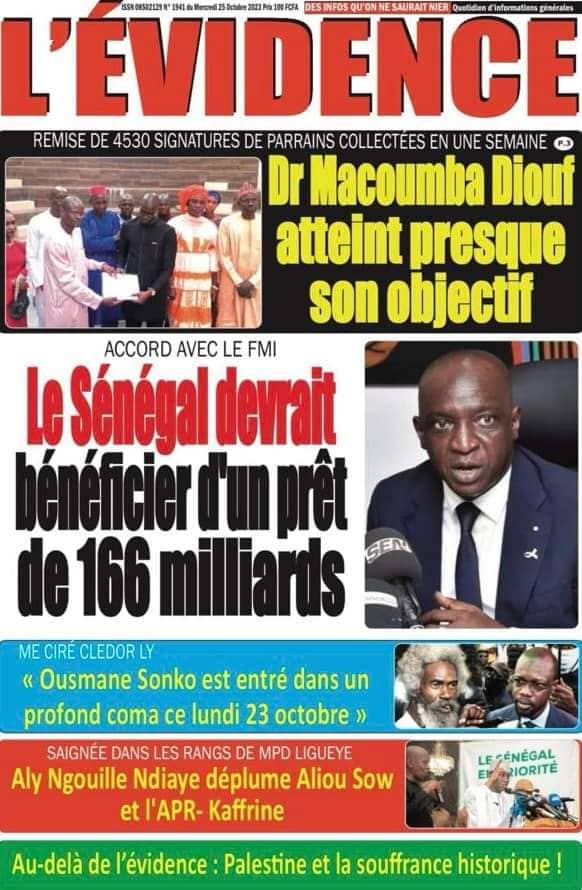 🇸🇳 Les gros titres du jour au Sénégal : Mercredi 25 Octobre 2023 18 FB IMG 1698213147130