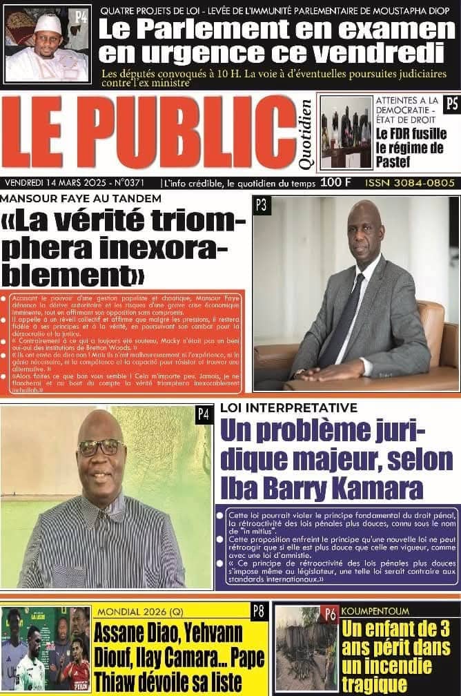 🇸🇳 Les gros titres du jour au Sénégal : Vendredi 14 Mars 2025 11 FB IMG 1741932827629 1