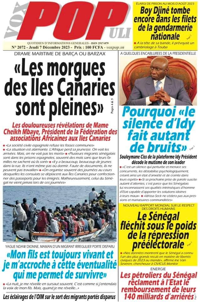 🇸🇳 Les gros titres du jour au Sénégal : Jeudi 07 Décembre 2023 3 FB IMG 1701929698514