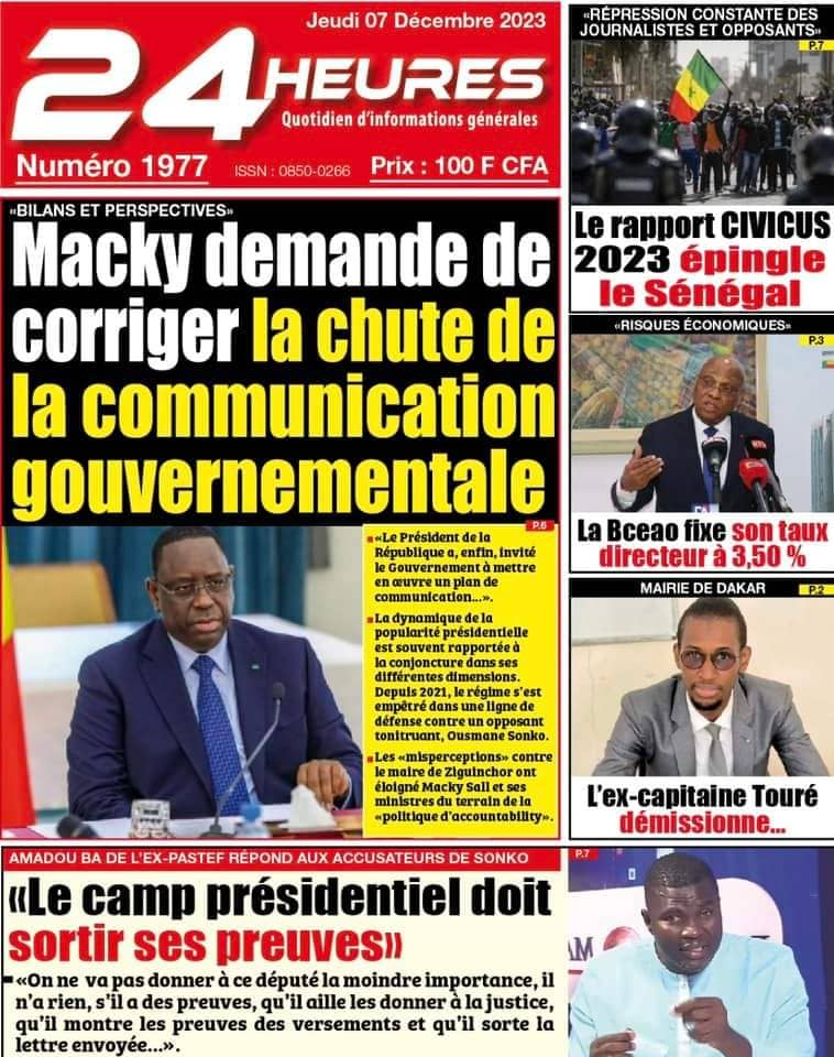 🇸🇳 Les gros titres du jour au Sénégal : Jeudi 07 Décembre 2023 14 FB IMG 1701929716676