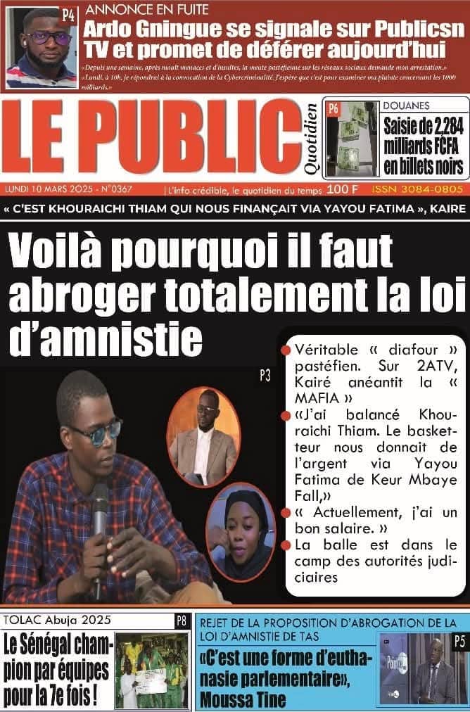 🇸🇳 Les gros titres du jour au Sénégal : Lundi 10 Mars 2025 14 FB IMG 1741584036177